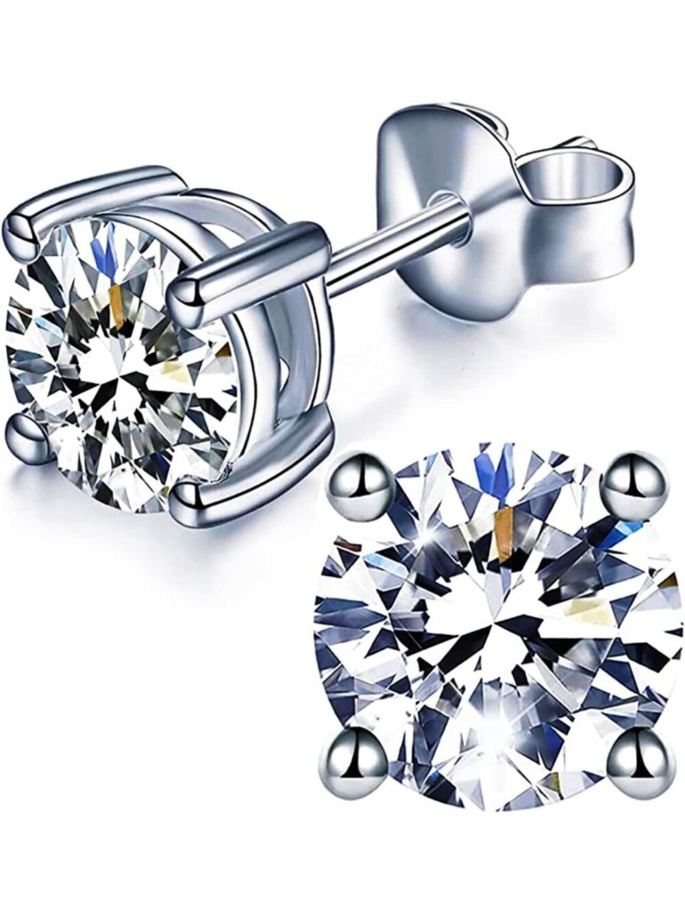 Elegant Moissanite Stud Earrings for Women - Sterling Silver, 1/2/3ct Options